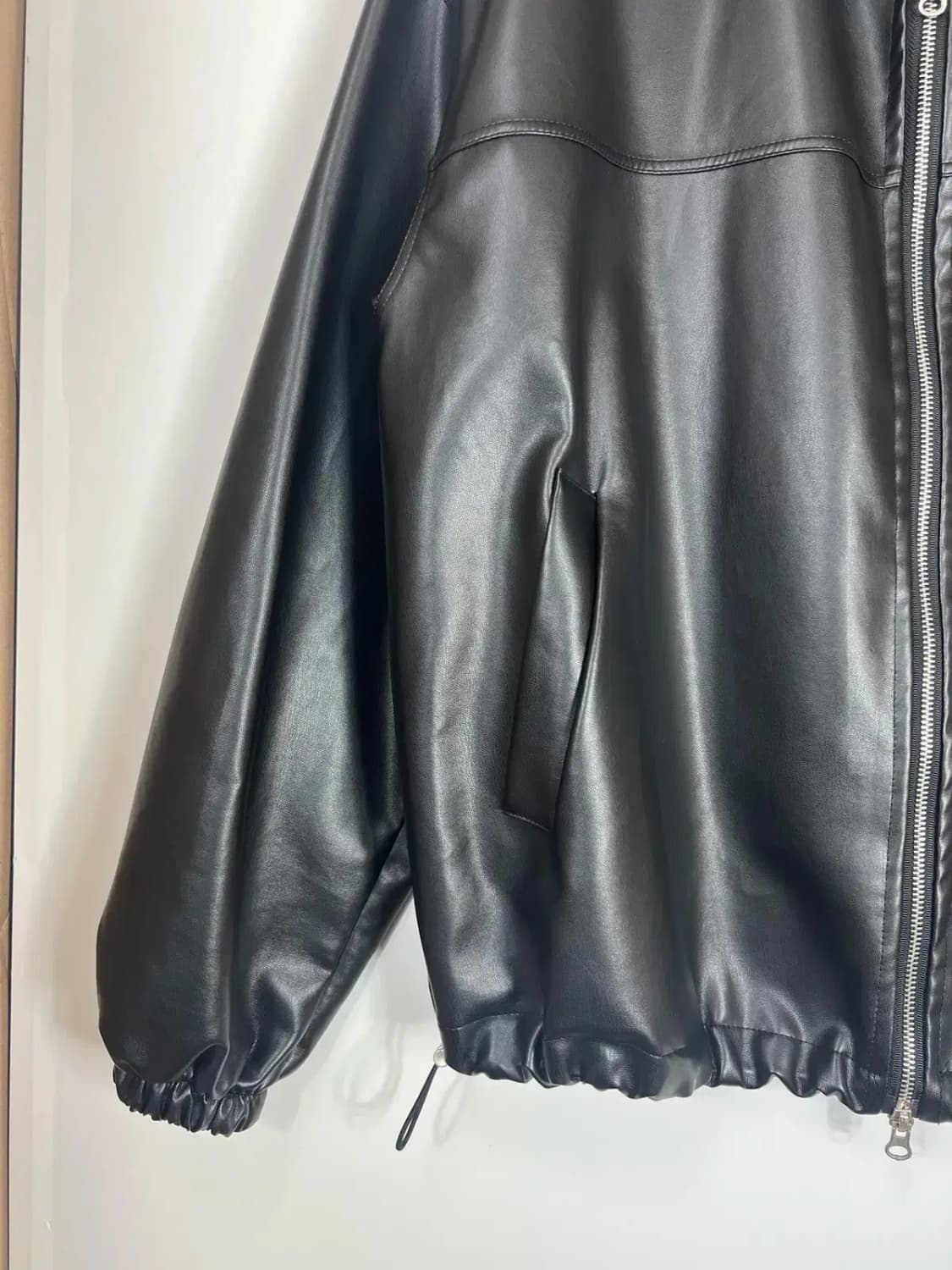 DOUBLELING 더블링 레더 가죽자켓 얇은 남여공용 블랙 상품이미지3