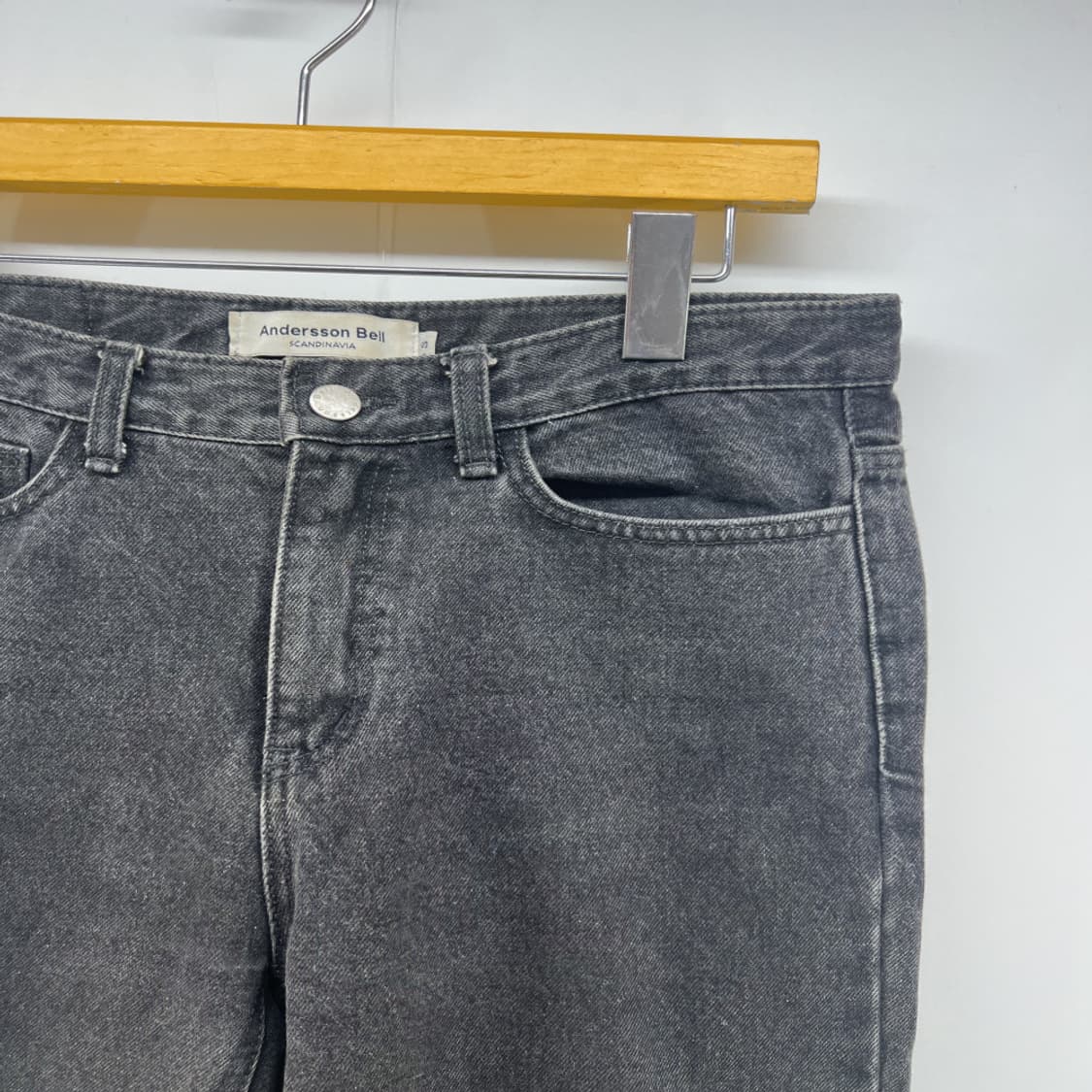 [S] 앤더슨벨 흑청 데님팬츠 슬림핏 빈티지 상품이미지6