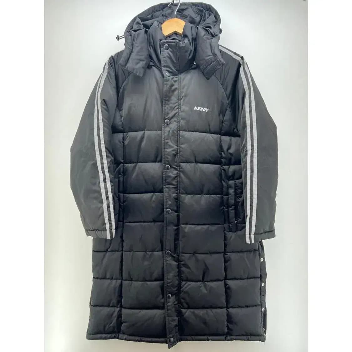 [S] 널디 남여공용 롱패딩 다운자켓 퀄팅점퍼 빈티지 블랙 상태양호 상품이미지1
