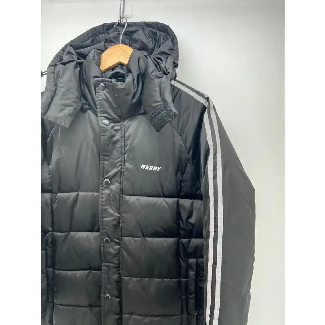 [S] 널디 남여공용 롱패딩 다운자켓 퀄팅점퍼 빈티지 블랙 상태양호 상품이미지6