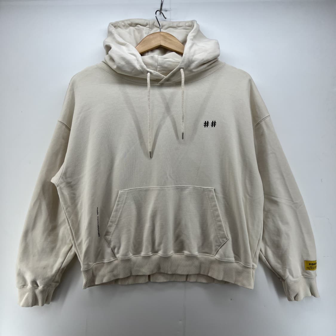 [L] 빈트릴 옐로우 테이핑 헤시태그 오버핏 남자 후드티셔츠 후디 상품이미지1