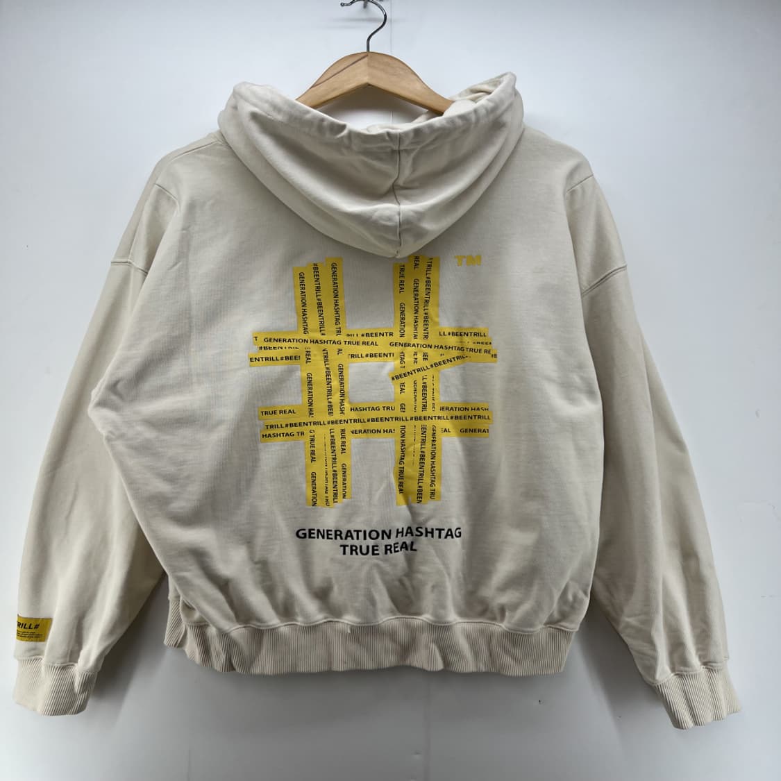 [L] 빈트릴 옐로우 테이핑 헤시태그 오버핏 남자 후드티셔츠 후디 상품이미지5