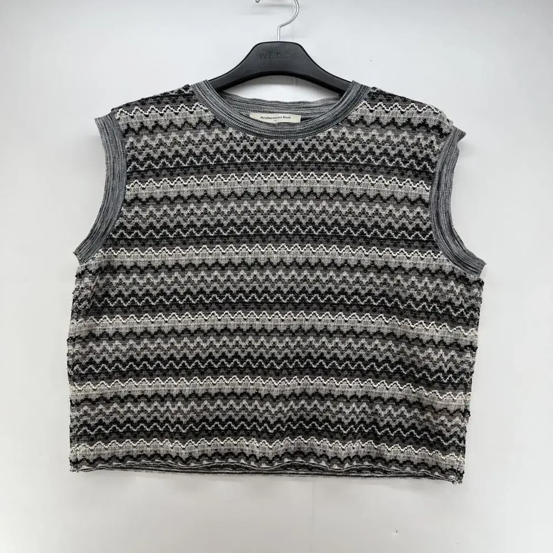[m] 앤더슨벨 니트 베스트 유니크패턴 빈티지 자켓 블랙조끼 상품이미지1