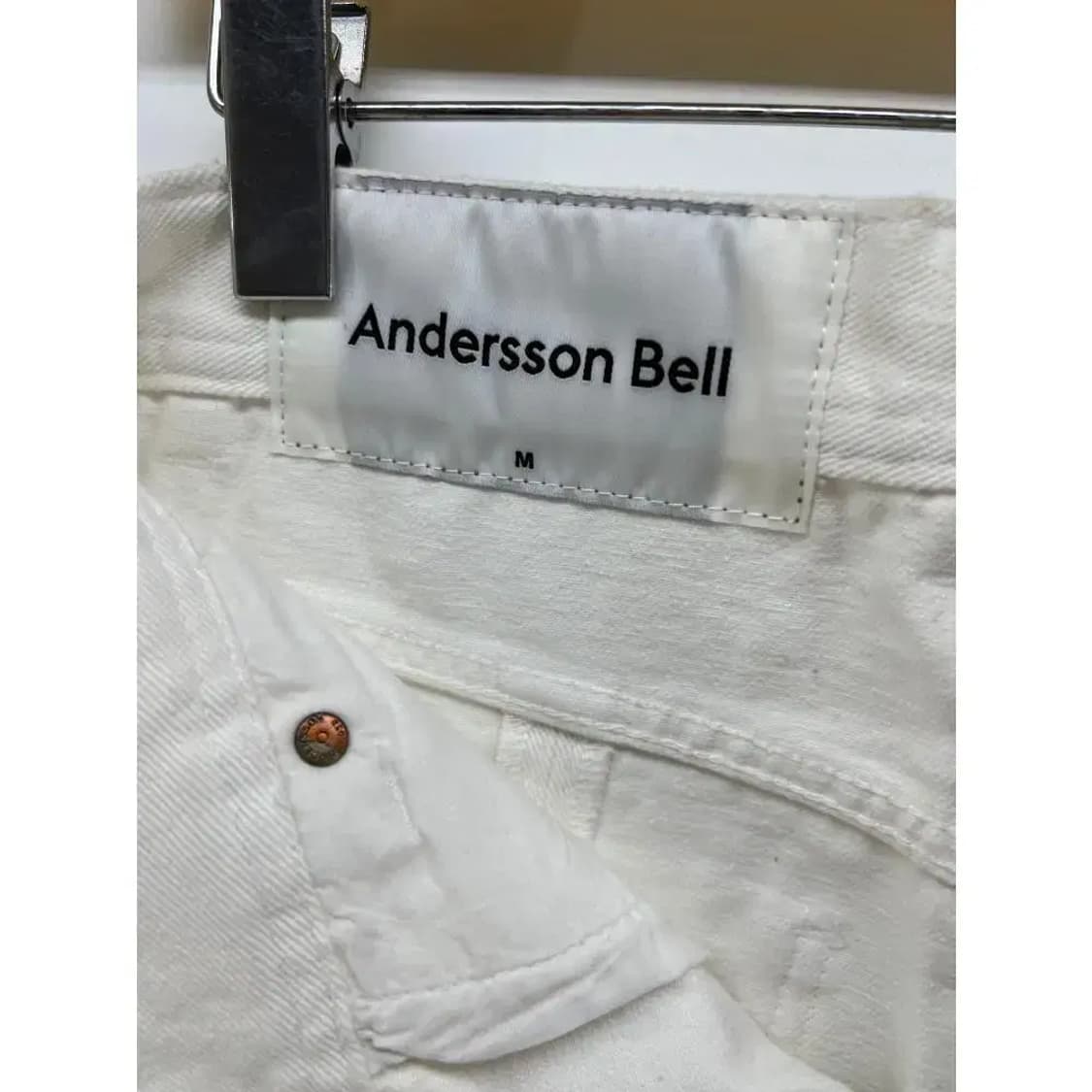 [M] 앤더슨벨 화이트 면바지 데님팬츠 유니크 청바지 빈티지 B그레이드 상품이미지5