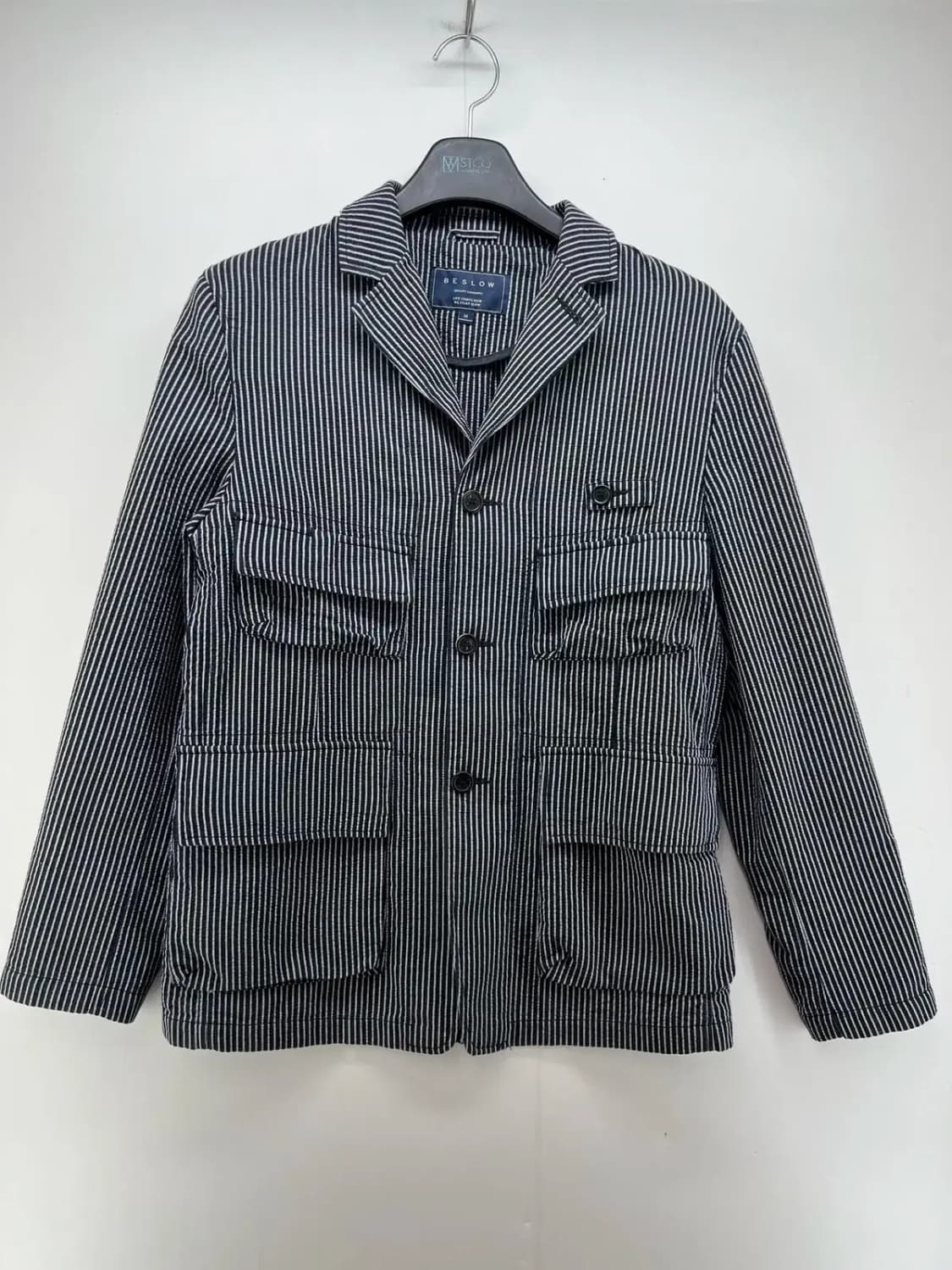 (M) 비슬로우 스탠다드 스트라이프 남자 포켓 봄자켓 빈티지 상품이미지1