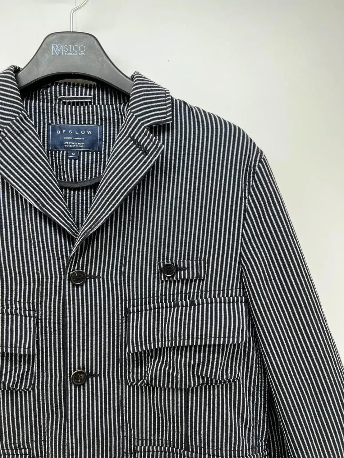 (M) 비슬로우 스탠다드 스트라이프 남자 포켓 봄자켓 빈티지 상품이미지4