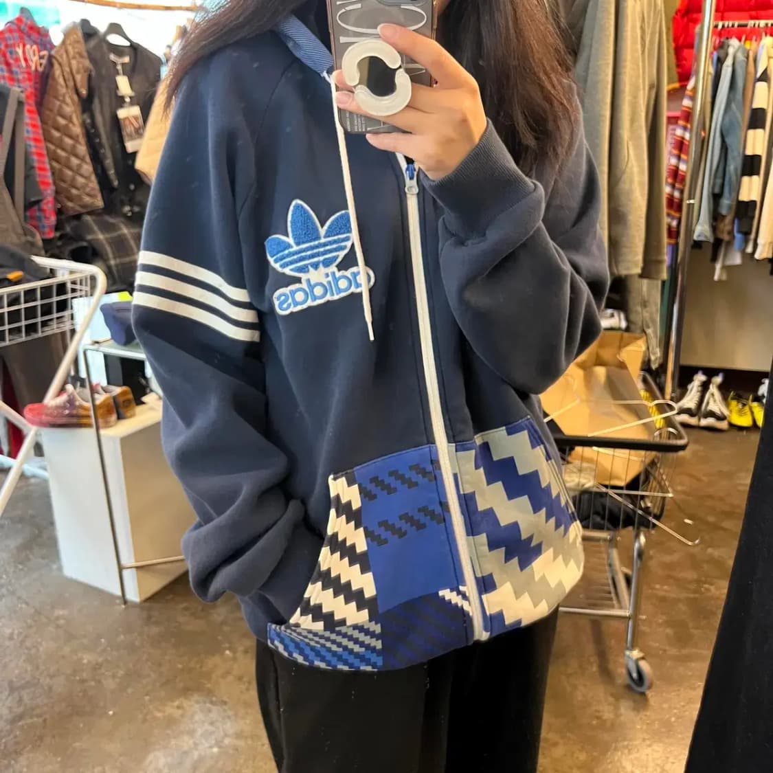 [105] 아디다스 빅로고 임파서블 오버핏 기모 후드집업티셔츠 후디 상품이미지1