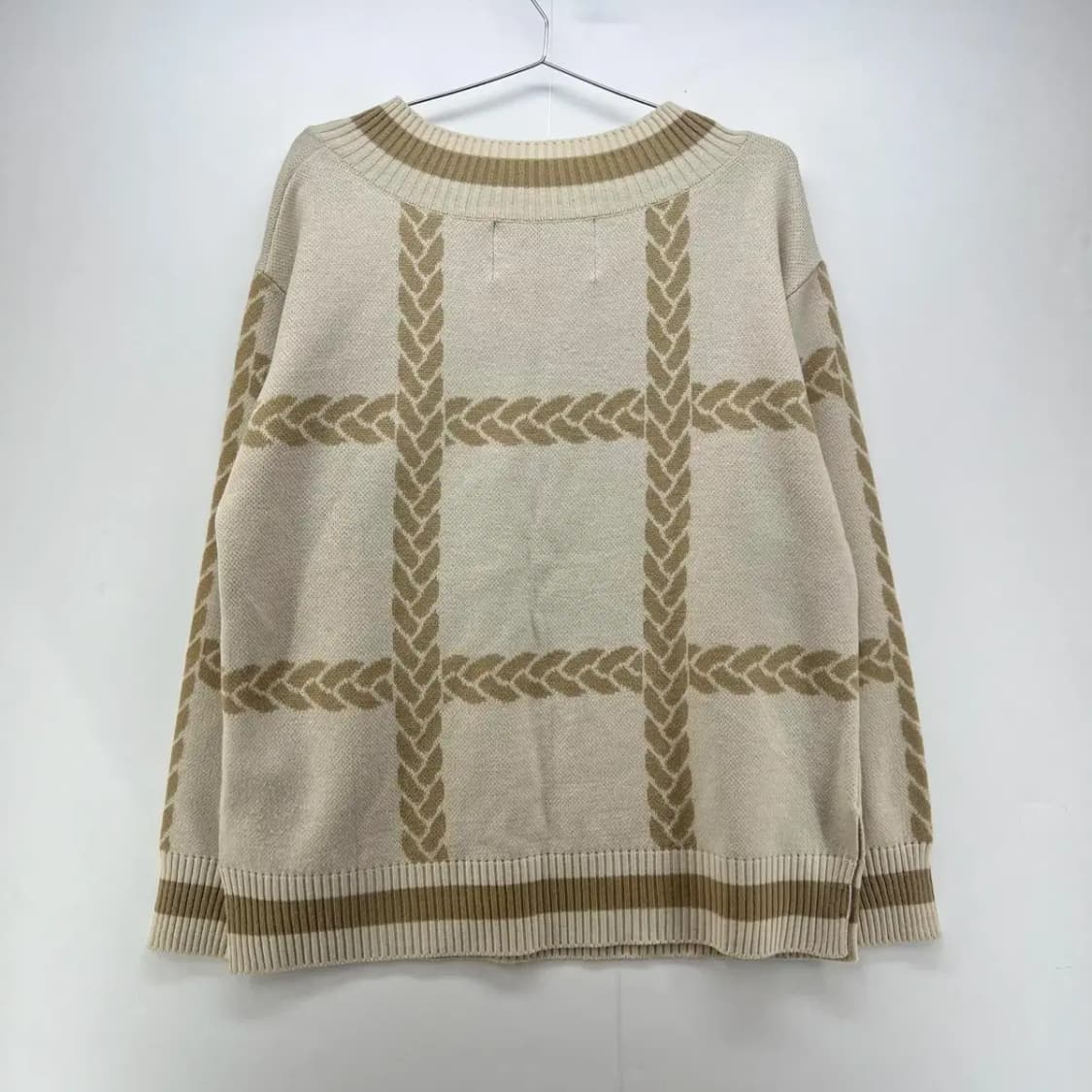 [S] 로맨틱크라운 오버핏 여자 체크 브이넥 니트웨어 빈티지 상품이미지5