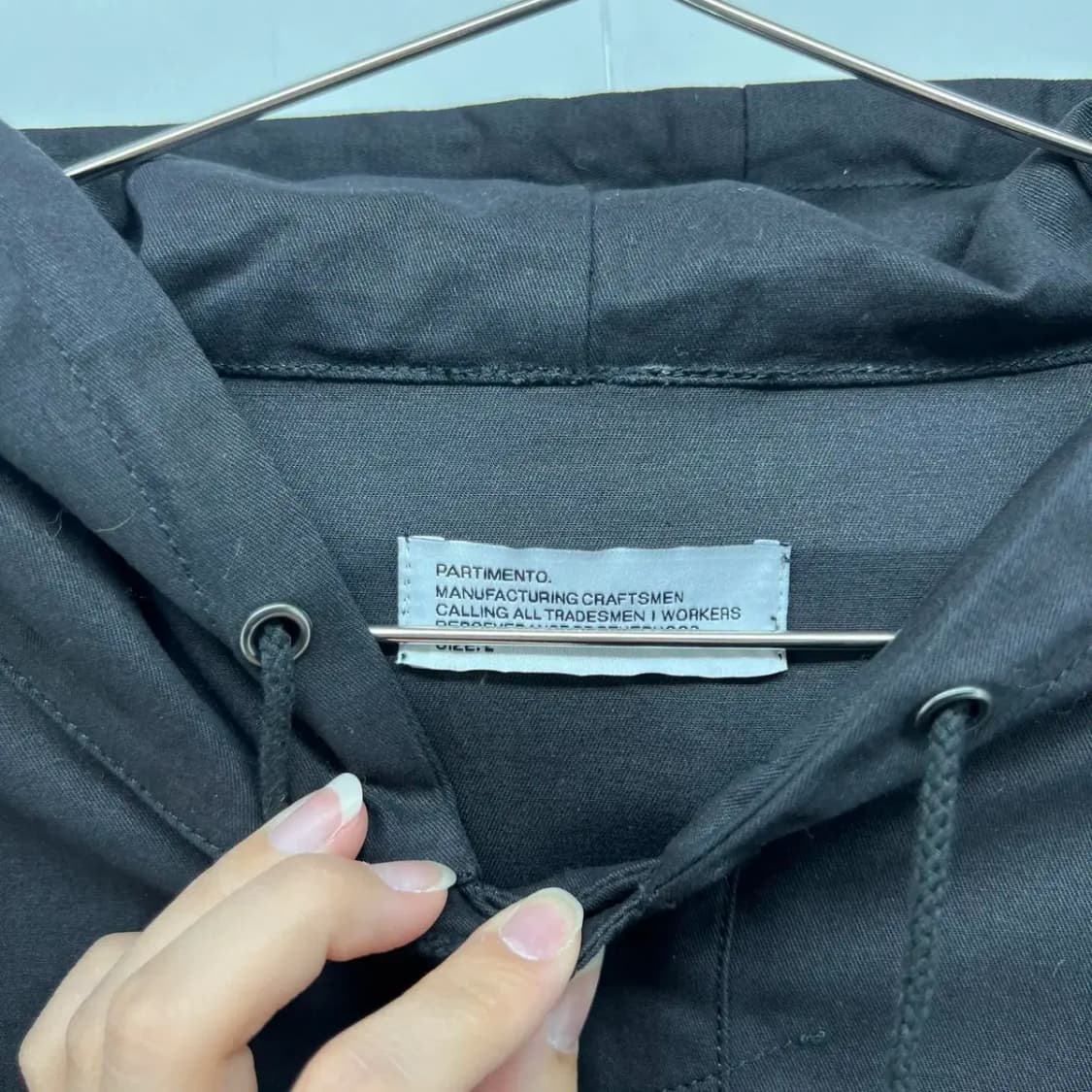 [L] 파르티멘토 포켓 남여공용 오버핏 빈티지 블랙 바람막이 점퍼 자켓 상품이미지2