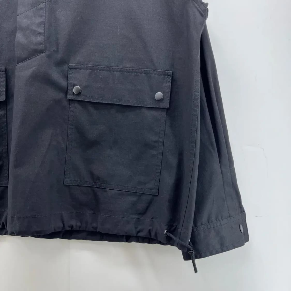 [L] 파르티멘토 포켓 남여공용 오버핏 빈티지 블랙 바람막이 점퍼 자켓 상품이미지3