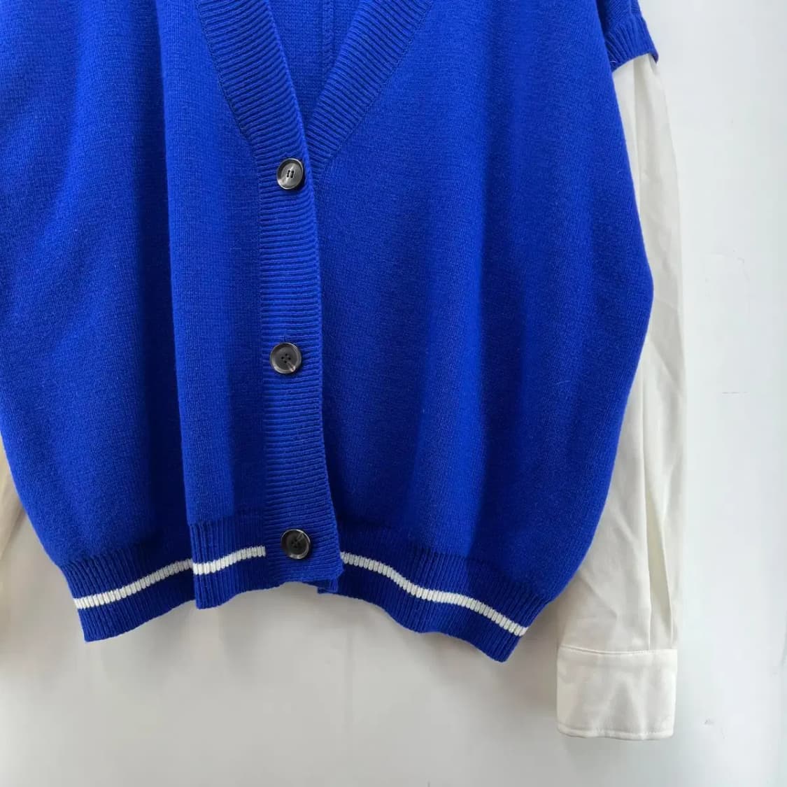 라지 트렁크프로젝트 블루 가오리핏 오버핏 롱 가디건 상품이미지3