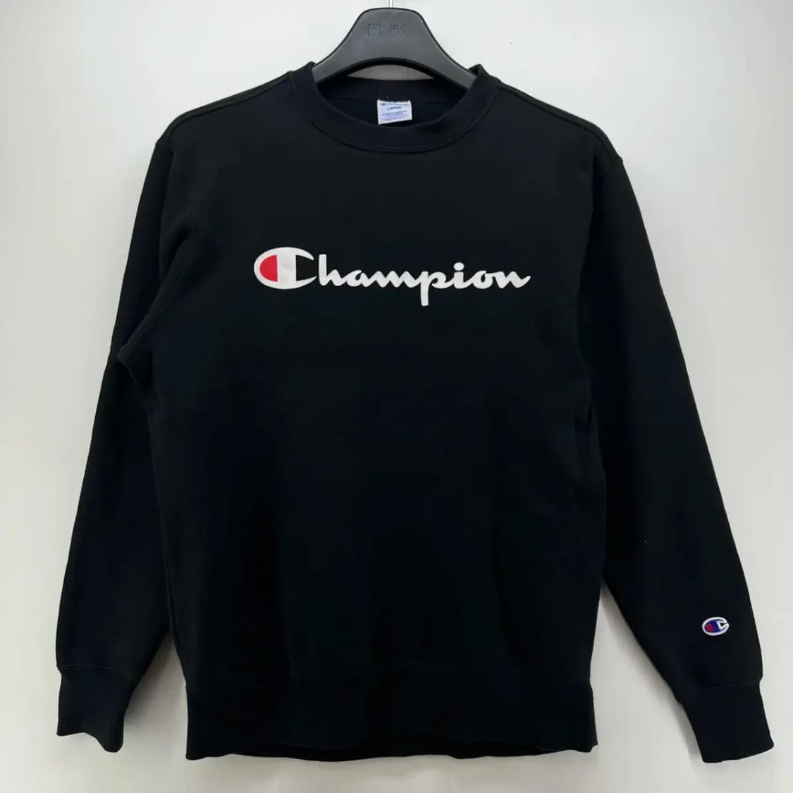 라지 챔피언 블랙 오버핏 로고 맨투맨티셔츠 빈티지 상품이미지1