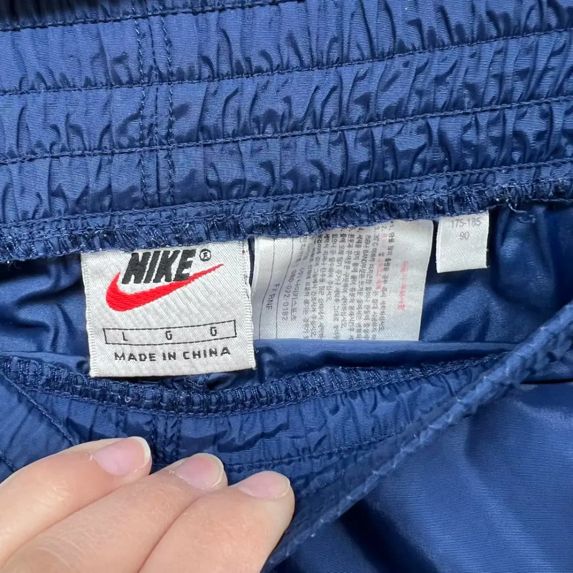 라지 나이키 올드 y2k 폴리 네이비 스우시 트레이닝복 바지 팬츠 상품이미지4