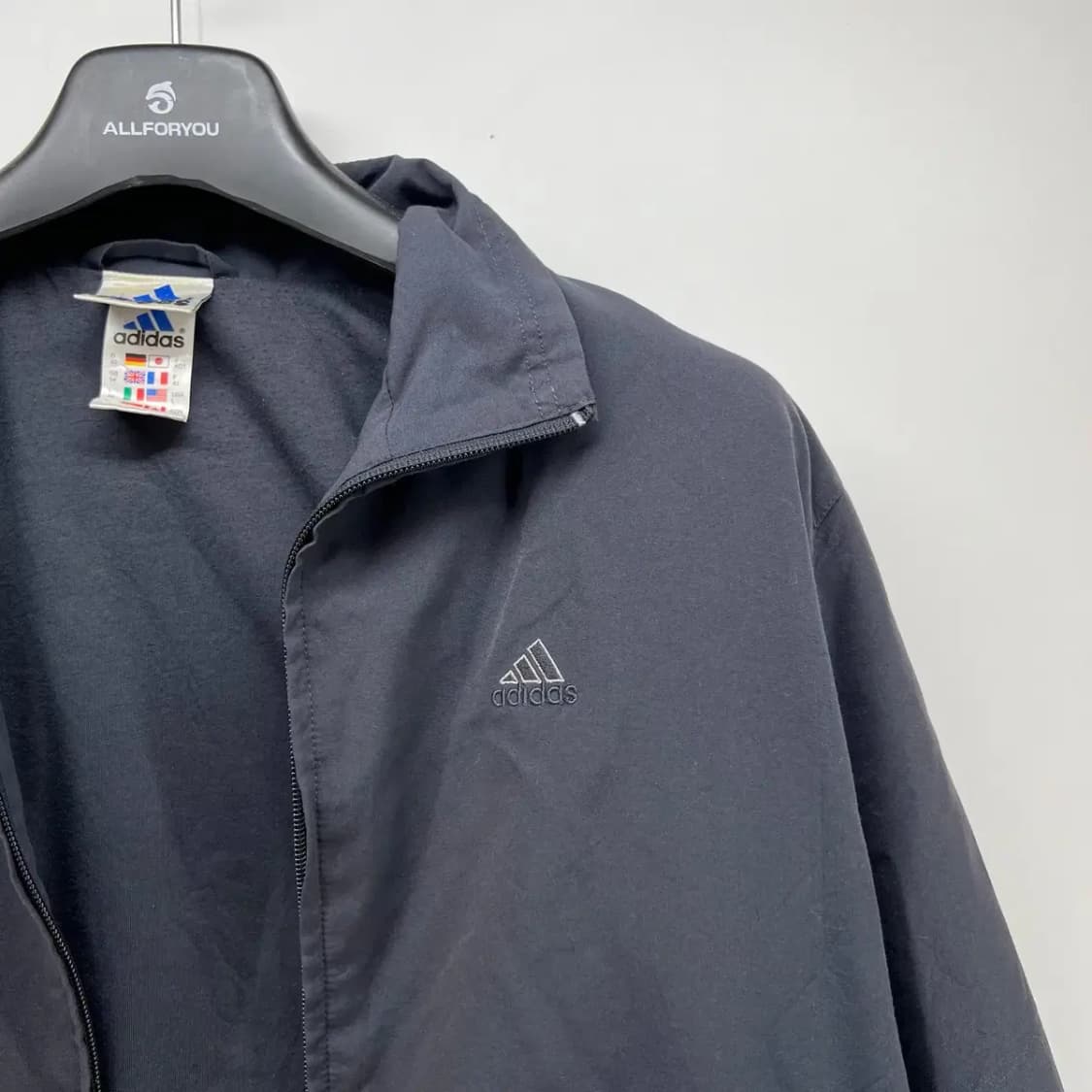 라지 아디다스 올드스쿨 차콜 빈티지 봄 바람막이 자켓 상품이미지4