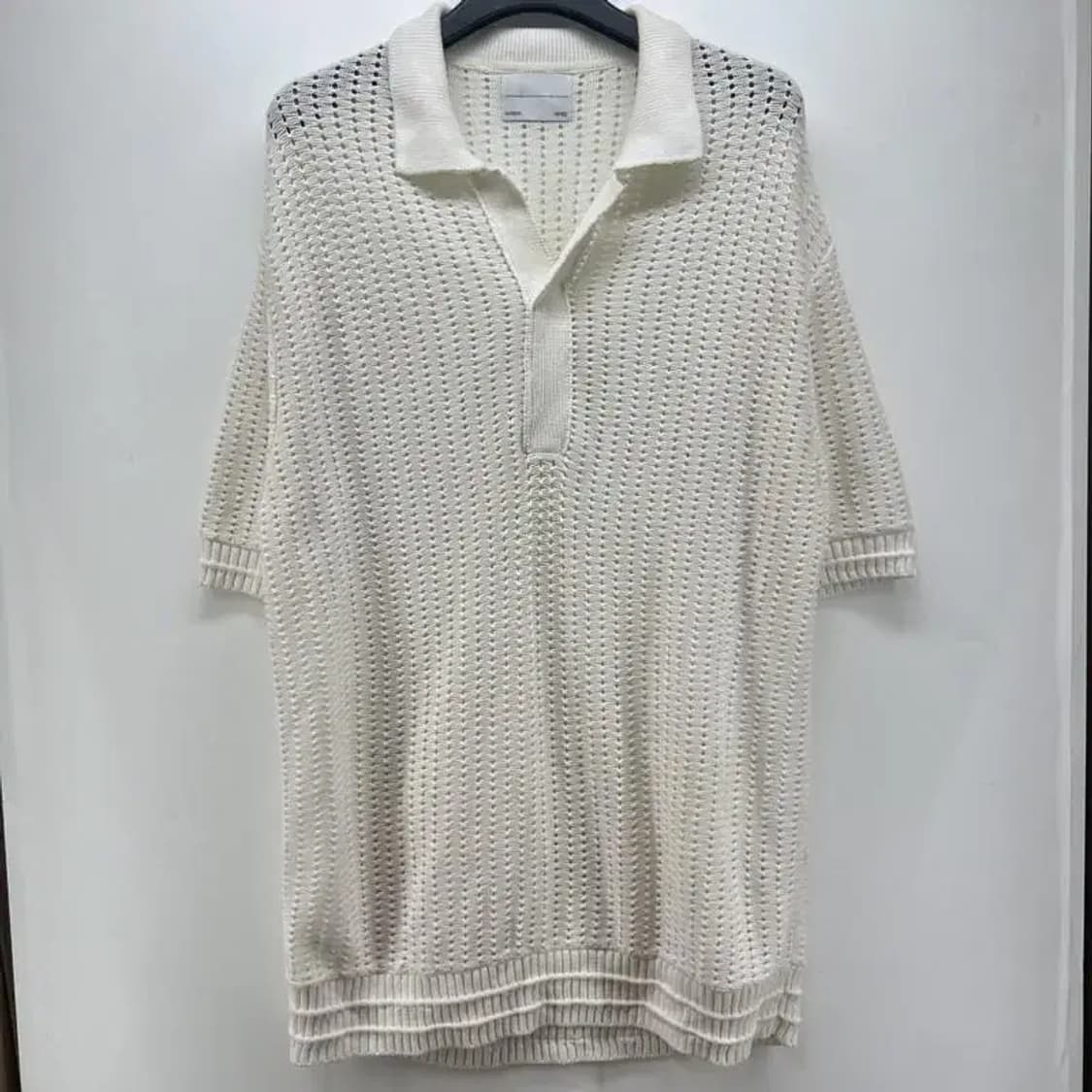 라지 MAISON MINED 메종미네드 크림 반팔니트 카라티셔츠 상품이미지1