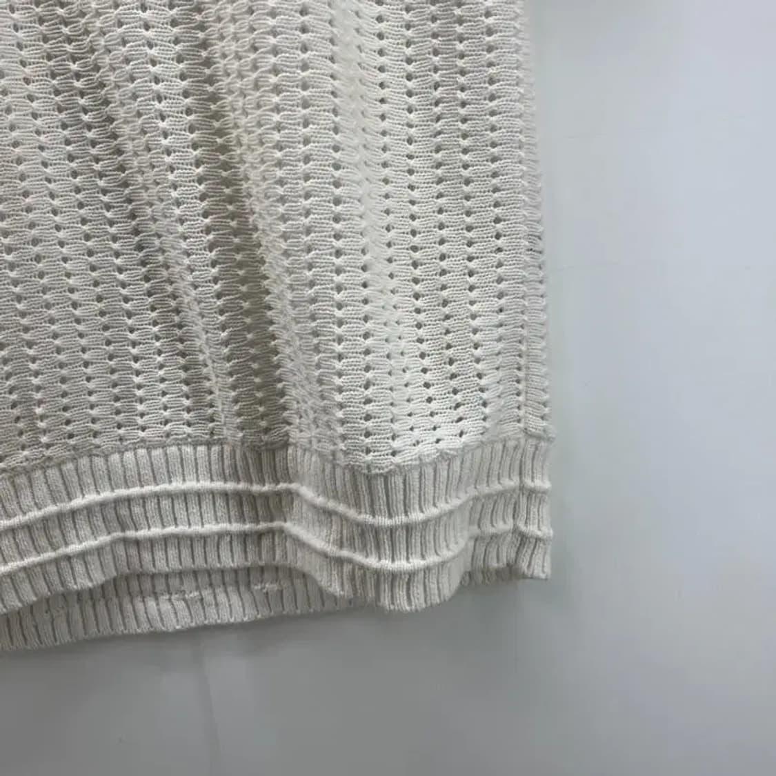 라지 MAISON MINED 메종미네드 크림 반팔니트 카라티셔츠 상품이미지4