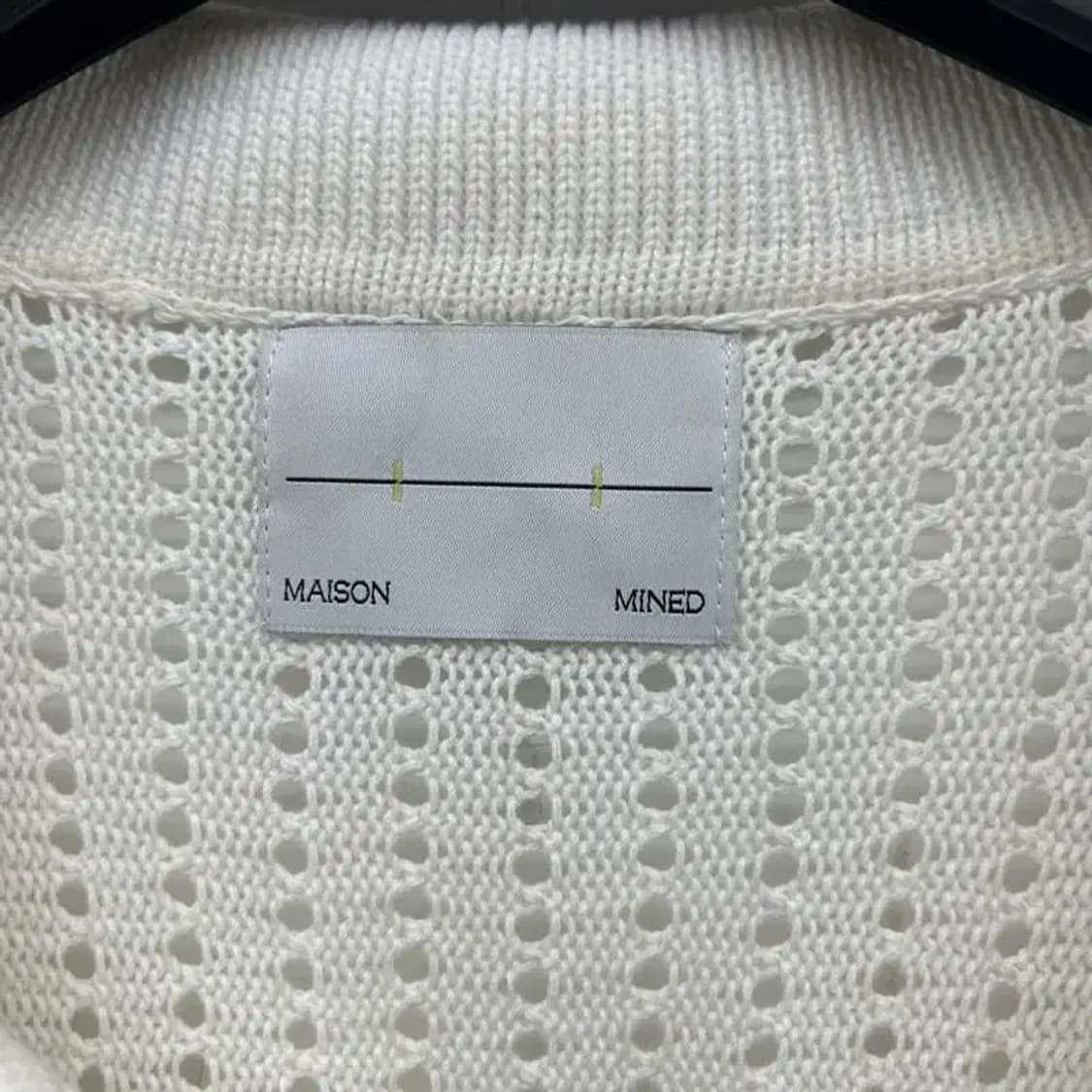 라지 MAISON MINED 메종미네드 크림 반팔니트 카라티셔츠 상품이미지5