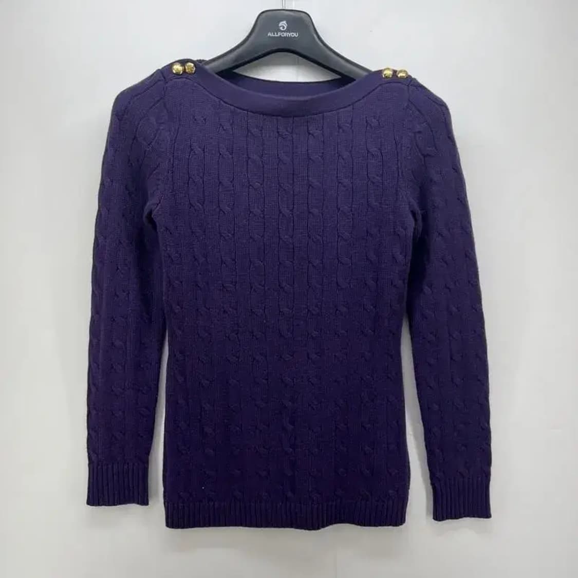 스몰 RALPH LAUREN 여자 퍼플 니트 어깨포인트 빈티지 상품이미지1