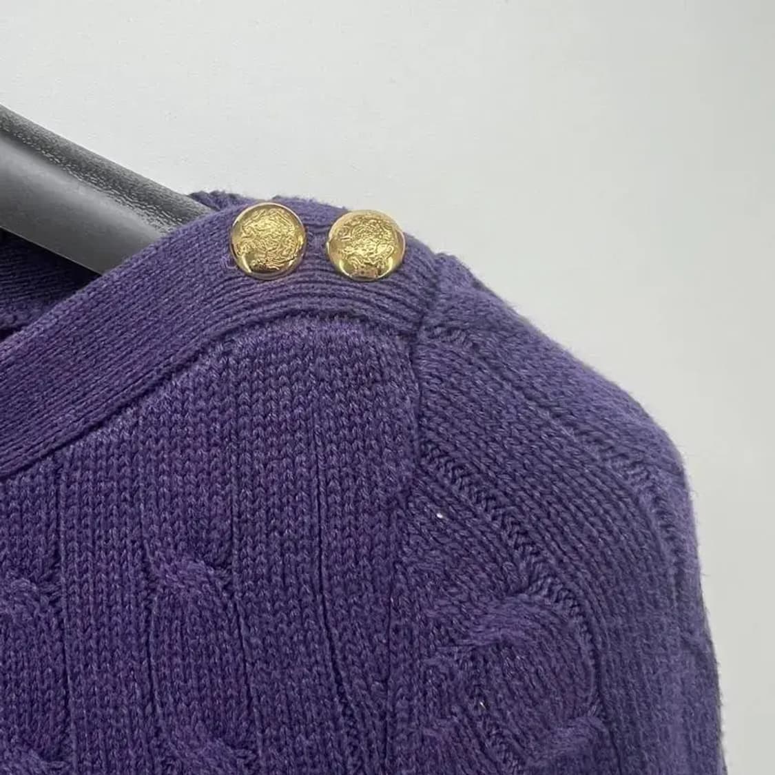 스몰 RALPH LAUREN 여자 퍼플 니트 어깨포인트 빈티지 상품이미지3