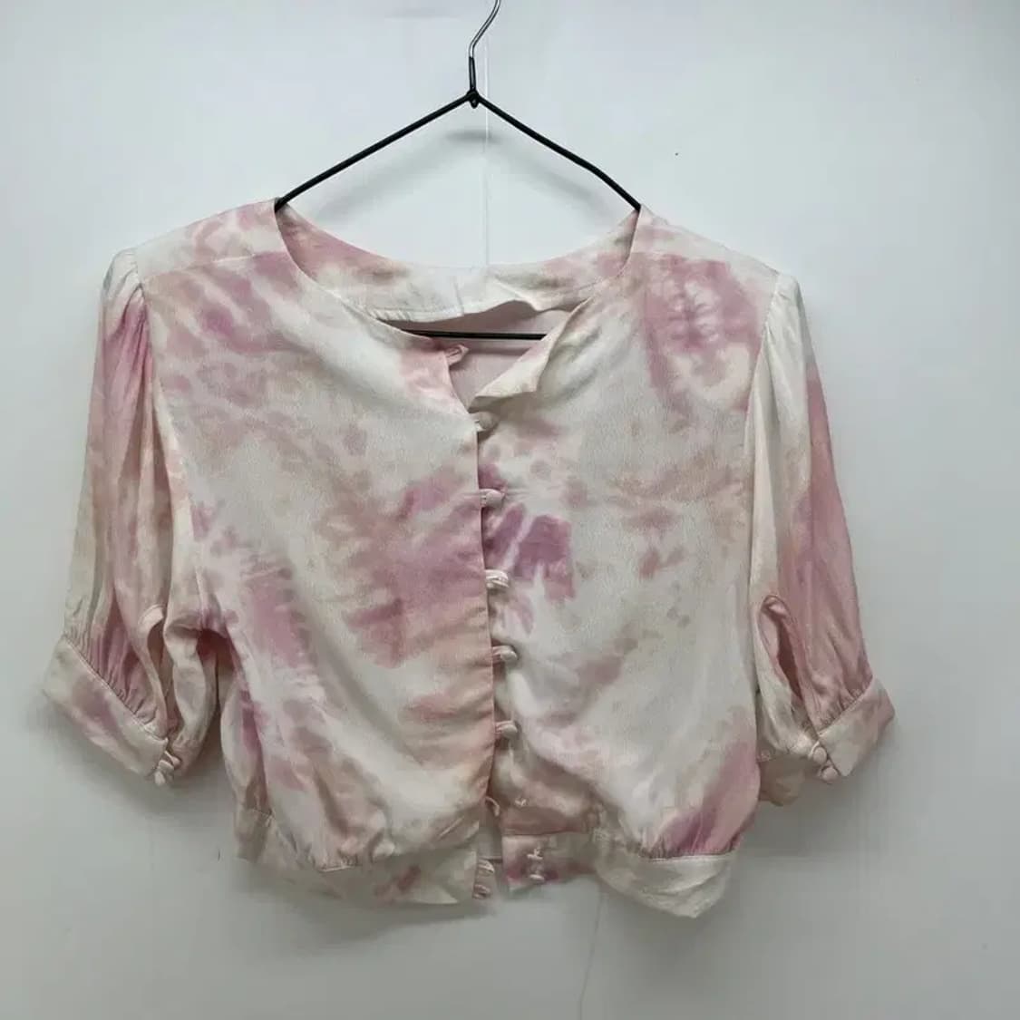 프리 미스치프 크롭 플라워 여자 가디건 티셔츠 상품이미지1