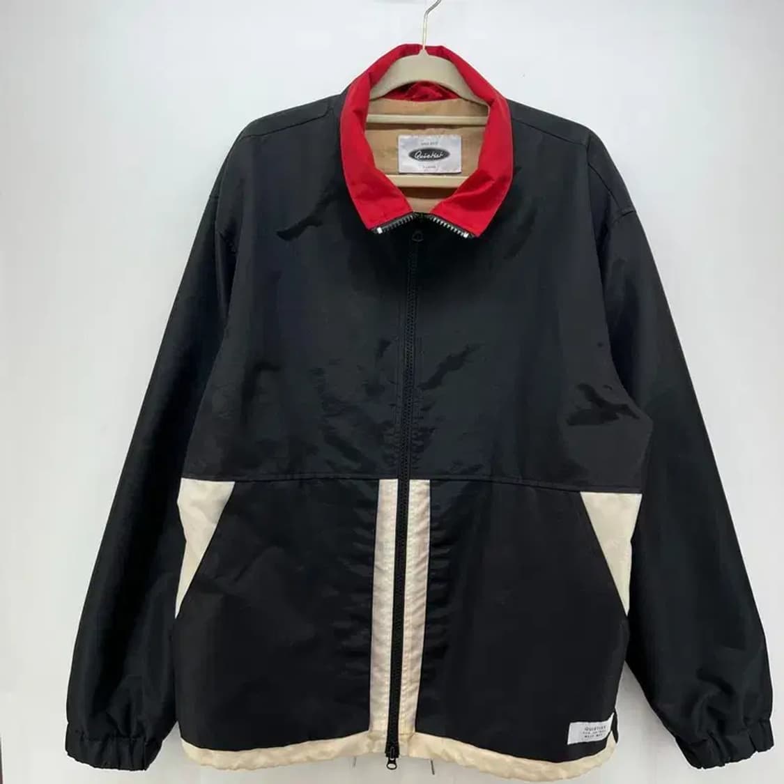 xl 콰이어티스트 배색 로고 바람막이 점퍼 봄버 자켓 빈티지 블랙 상품이미지2