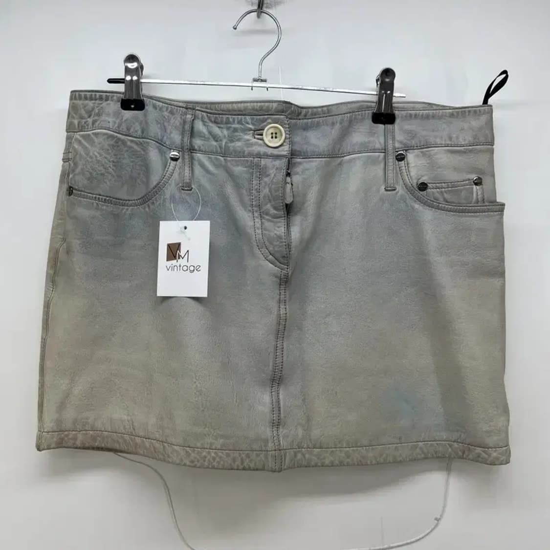 44 알렉산더맥퀸 카프스킨 레더 여자 청 미니스커트 상품이미지1