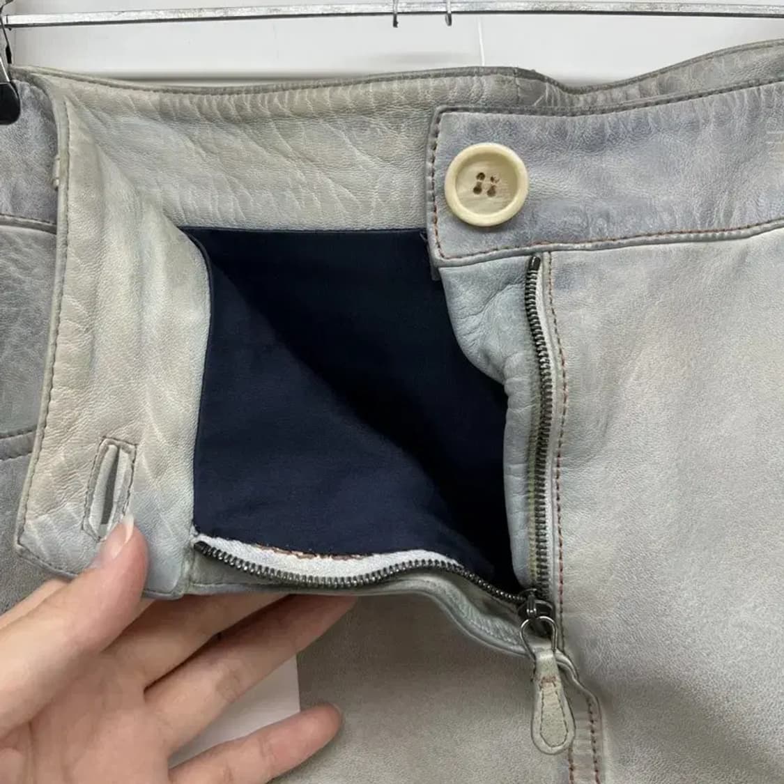 44 알렉산더맥퀸 카프스킨 레더 여자 청 미니스커트 상품이미지5