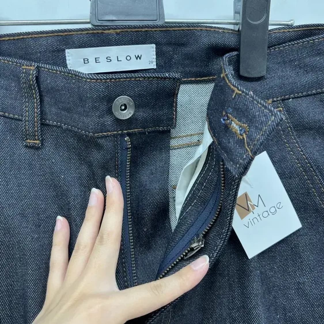 28 비슬로우 스탠다드 여자 와이드핏 생지데님 청바지 상품이미지5