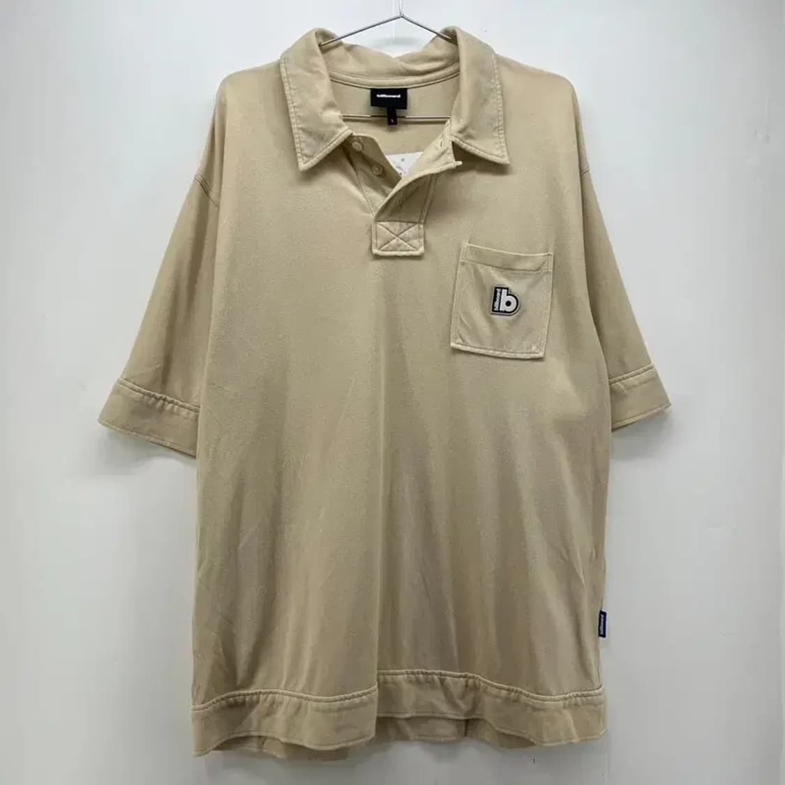 라지  Billboard 빌보드 베이지 오버핏 반팔카라티셔츠 상품이미지1