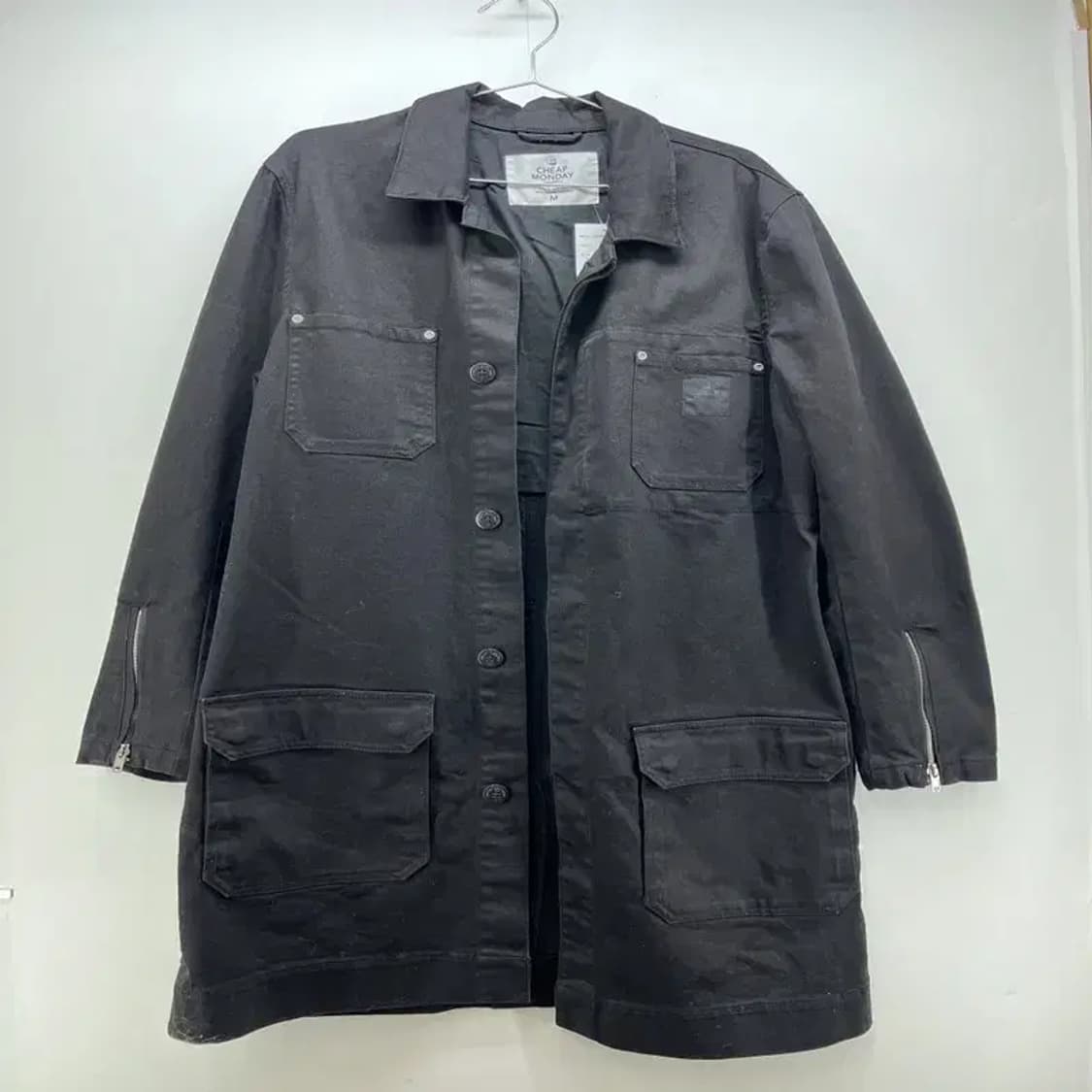 스몰 칩먼데이 봄 남자 봄버 면 자켓 블랙 빈티지 롱자켓룩 상품이미지1
