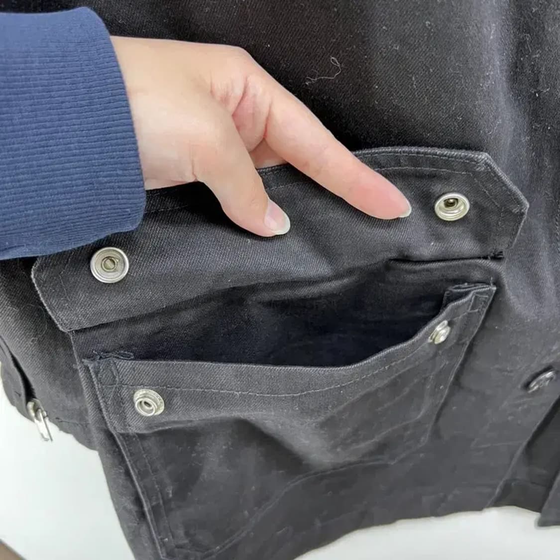 스몰 칩먼데이 봄 남자 봄버 면 자켓 블랙 빈티지 롱자켓룩 상품이미지5