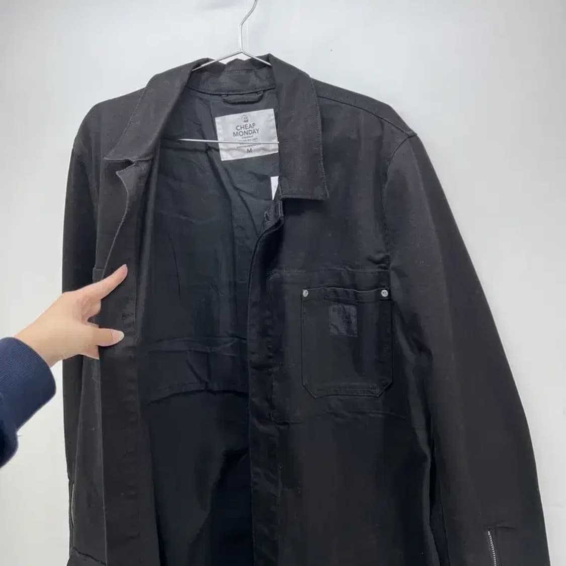 스몰 칩먼데이 봄 남자 봄버 면 자켓 블랙 빈티지 롱자켓룩 상품이미지6