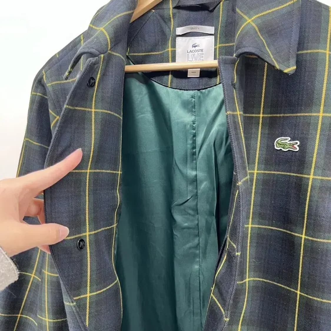 XXS 라코스테 라이브 남여공용 체크 트렌치코트 빈티지상태좋음 상품이미지9