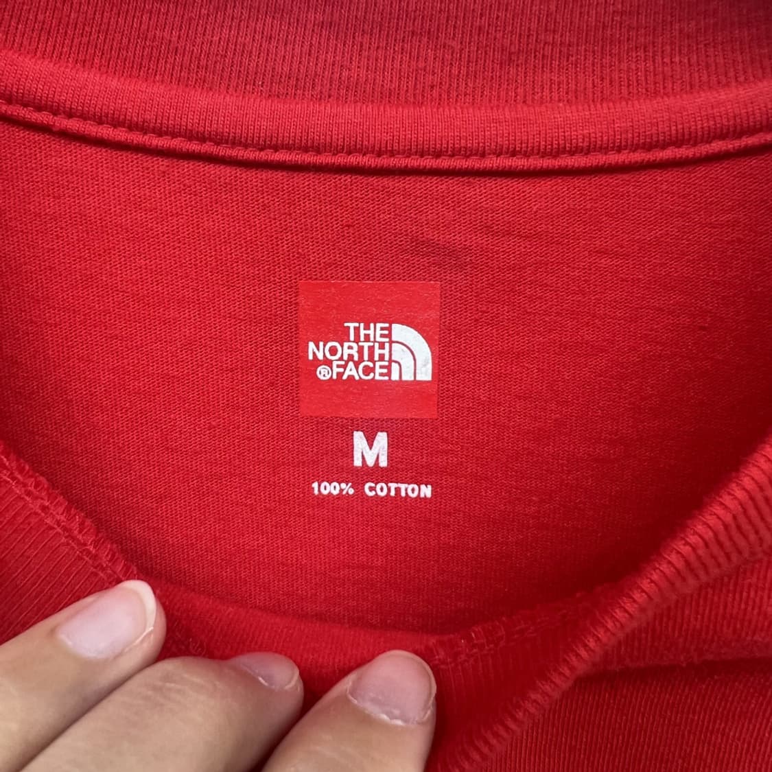 미디움 노스페이스 독일월드컵 기념 반팔티셔츠 레드 블록코어룩 상품이미지4