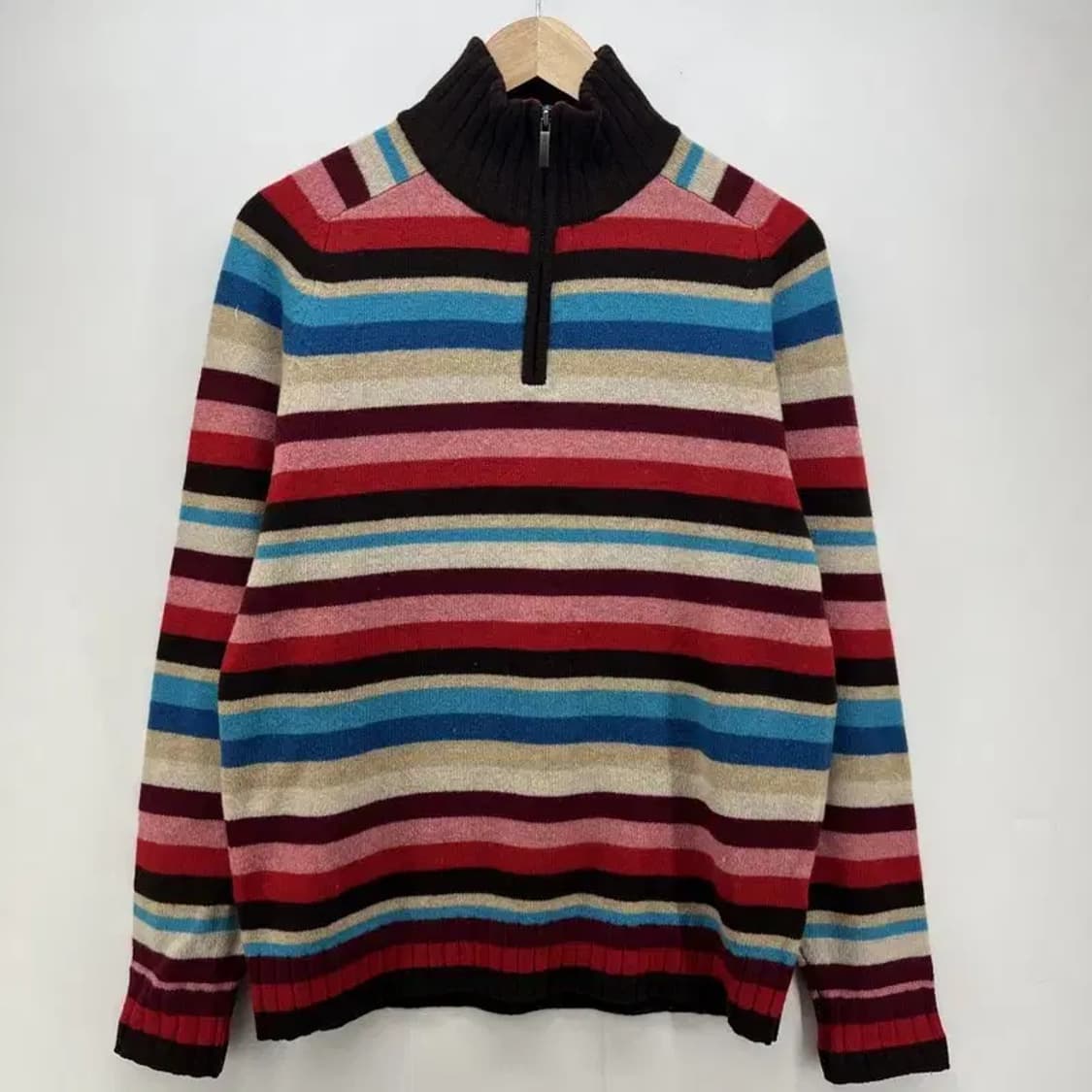 미디움 타미힐피거 스트라이프 반집업 멀티컬러 빈티지 오버핏 상품이미지1