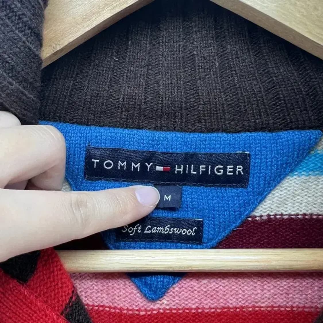 미디움 타미힐피거 스트라이프 반집업 멀티컬러 빈티지 오버핏 상품이미지4