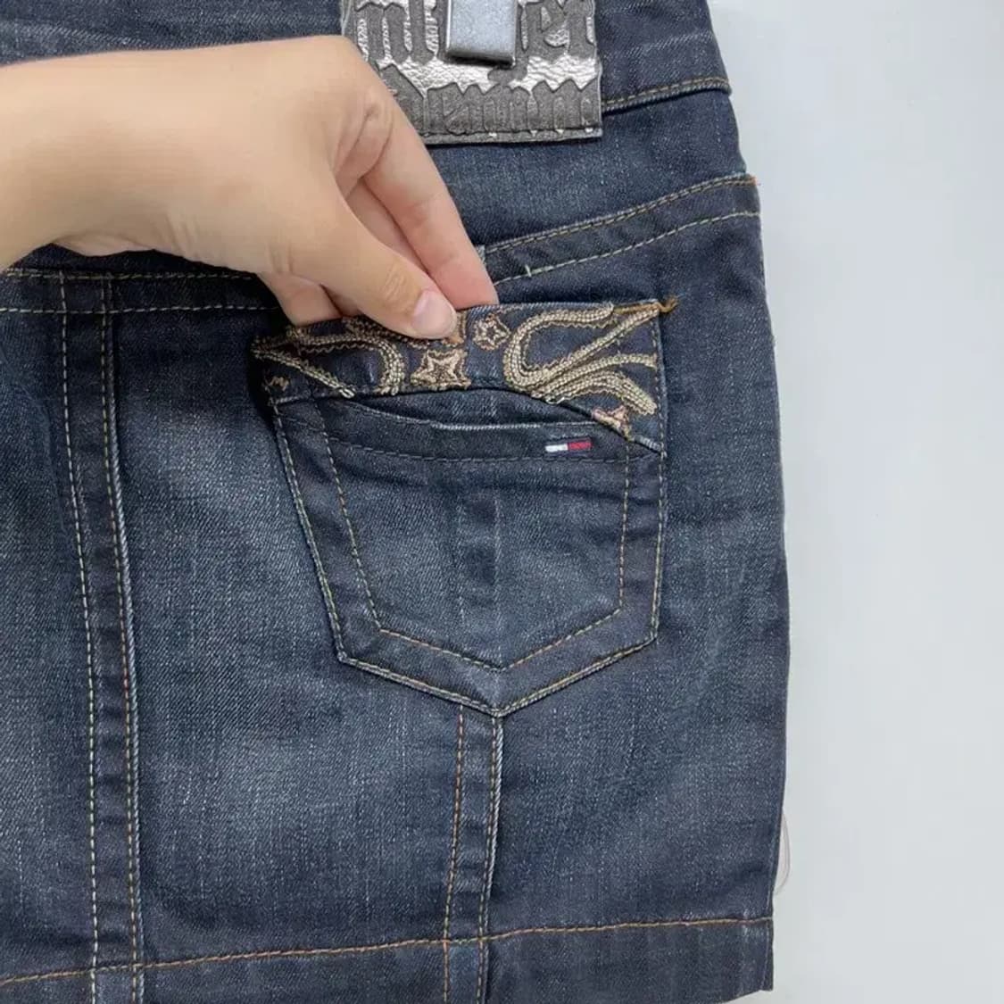 xl 여자 타미힐피거 여자 청데님 반바지 스커트 데님팬츠 빈티지 상품이미지5