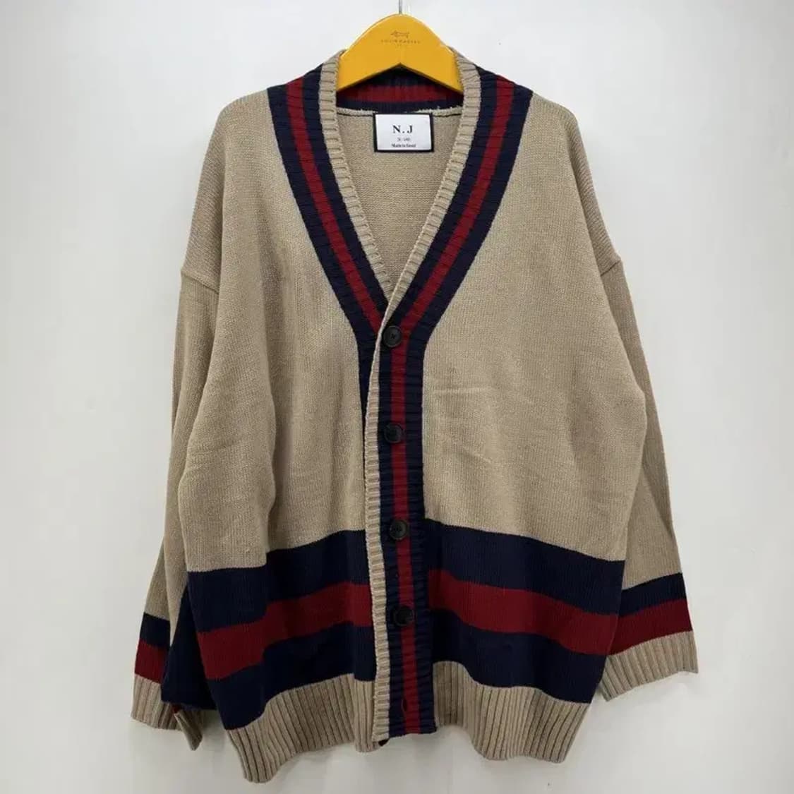 프리 오버핏 nj 남여공용 스타일 가디건 봄코디룩니트  빈티지 상품이미지1