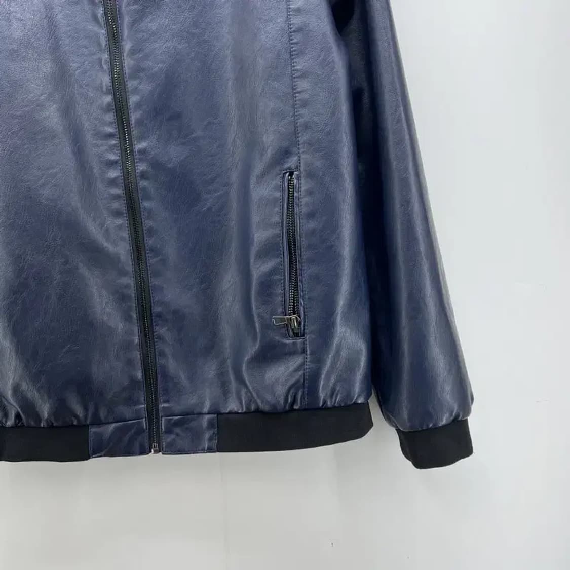 프리사이즈 오버핏 빈티지 블루 레더 자켓 점퍼 상품이미지4