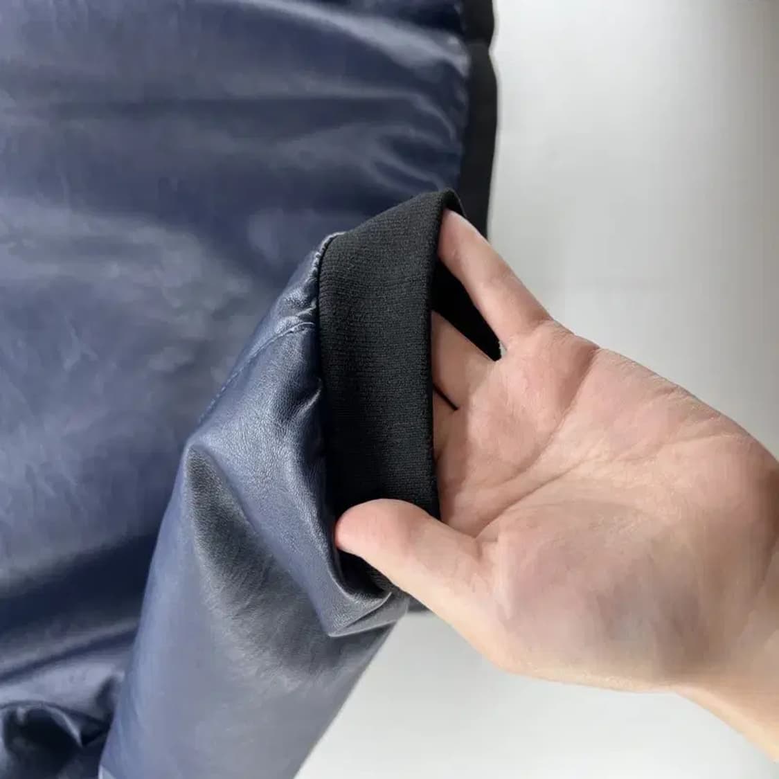 프리사이즈 오버핏 빈티지 블루 레더 자켓 점퍼 상품이미지6