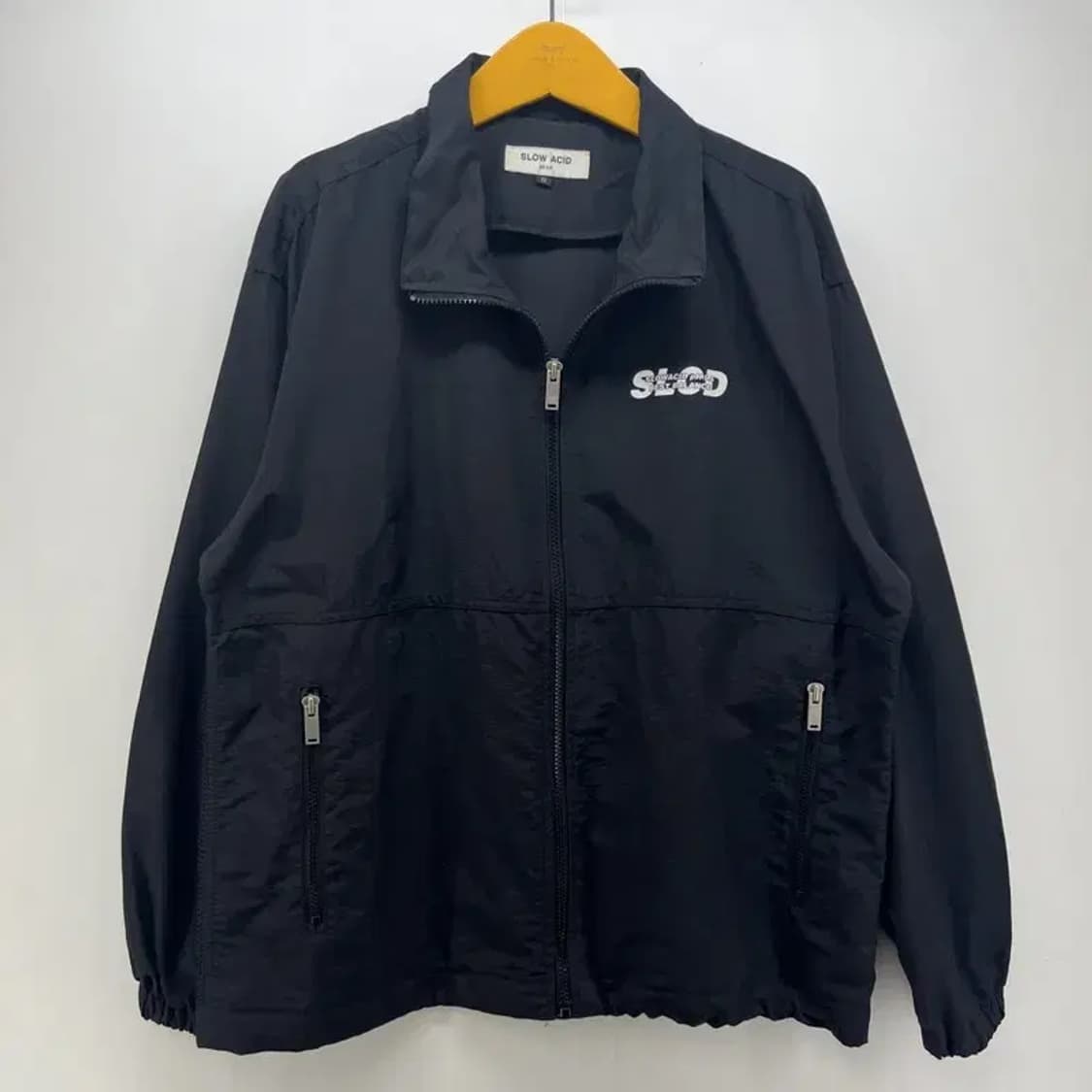 스몰 슬로우애시드 오버핏 블랙 바람막이 점퍼 자켓 블랙 빈티지 상품이미지1