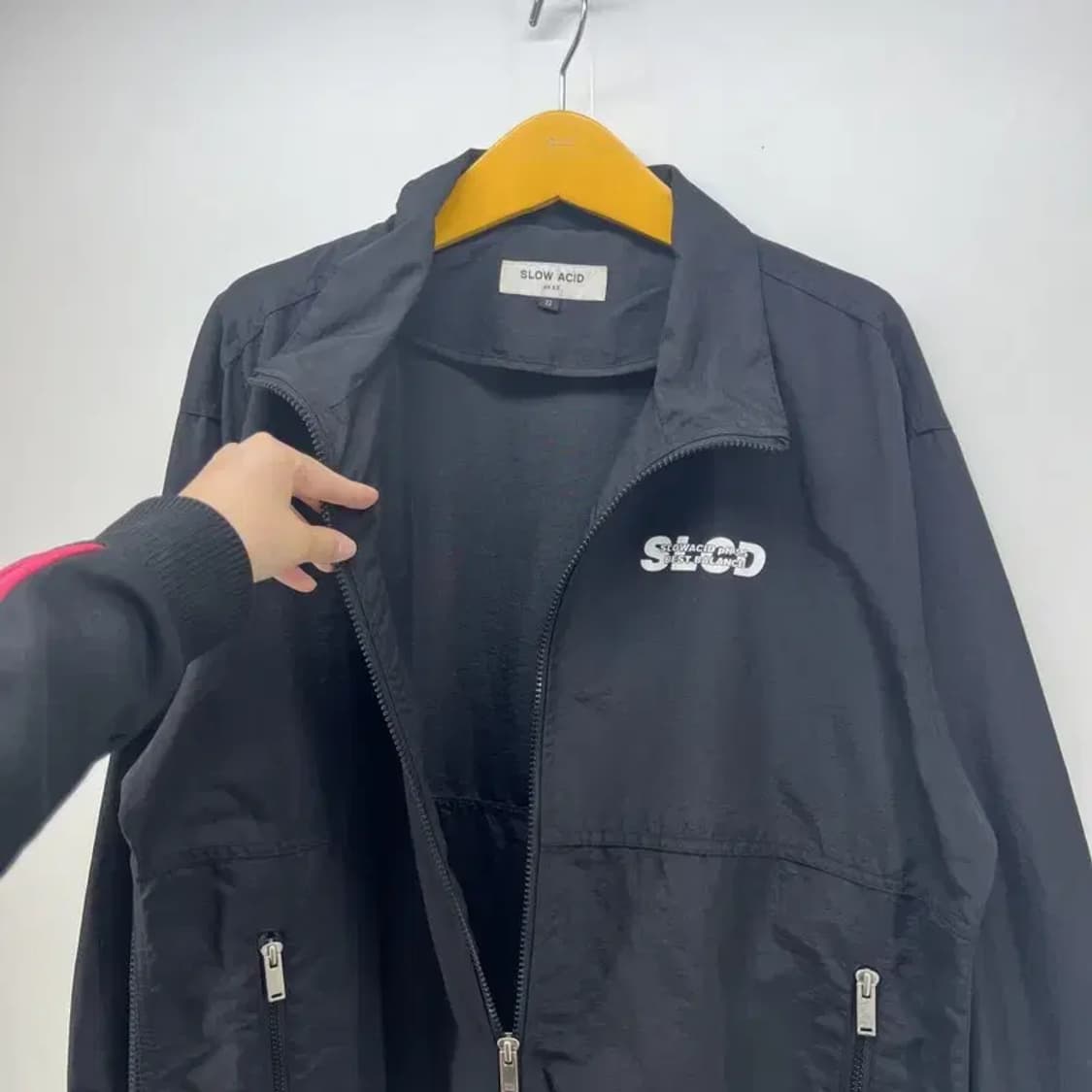 스몰 슬로우애시드 오버핏 블랙 바람막이 점퍼 자켓 블랙 빈티지 상품이미지4
