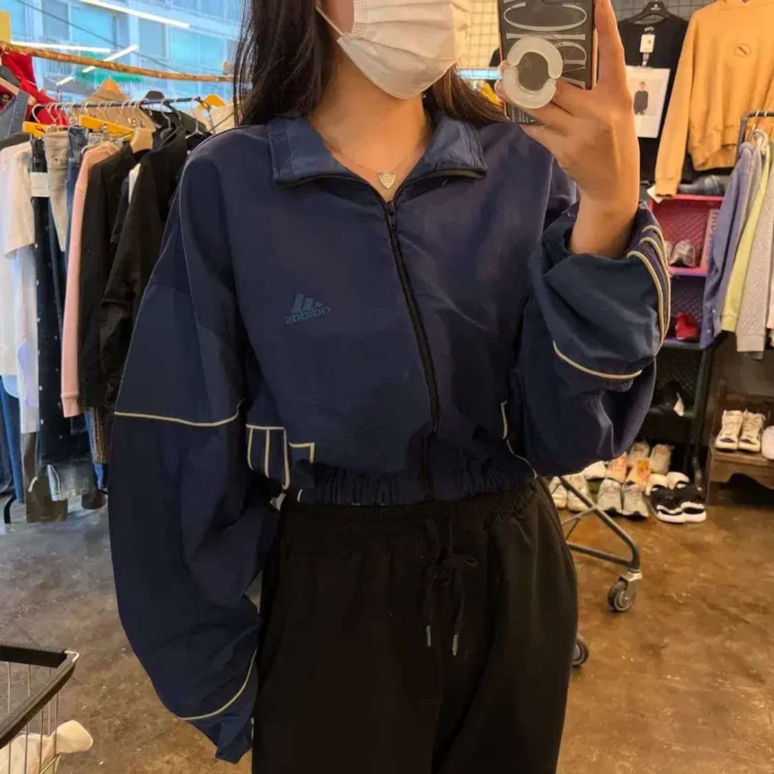 여자xl 아디다스 올드스쿨 y2k 크롭 바람막이 자켓 빈티지 상품이미지1