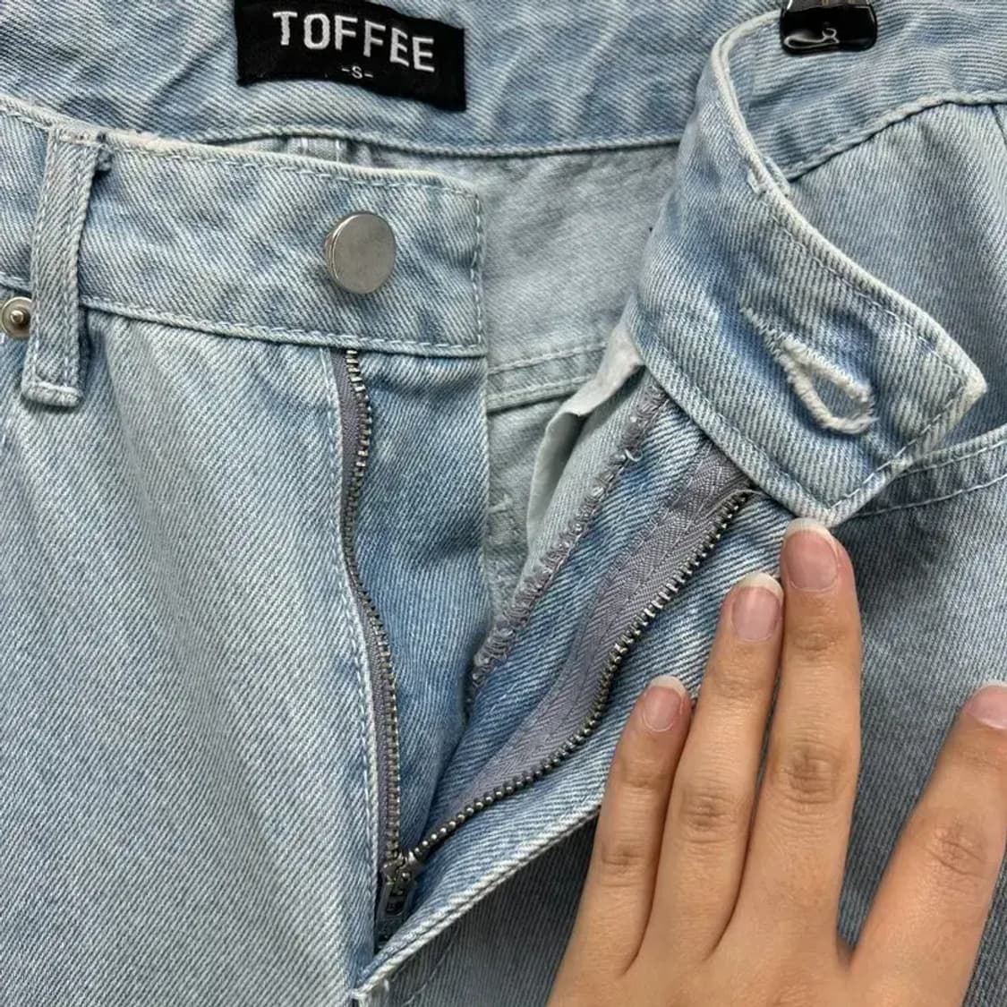 스몰 토피 남여공용 와이드 연청 데님팬츠 청바지 새상품급 상품이미지4