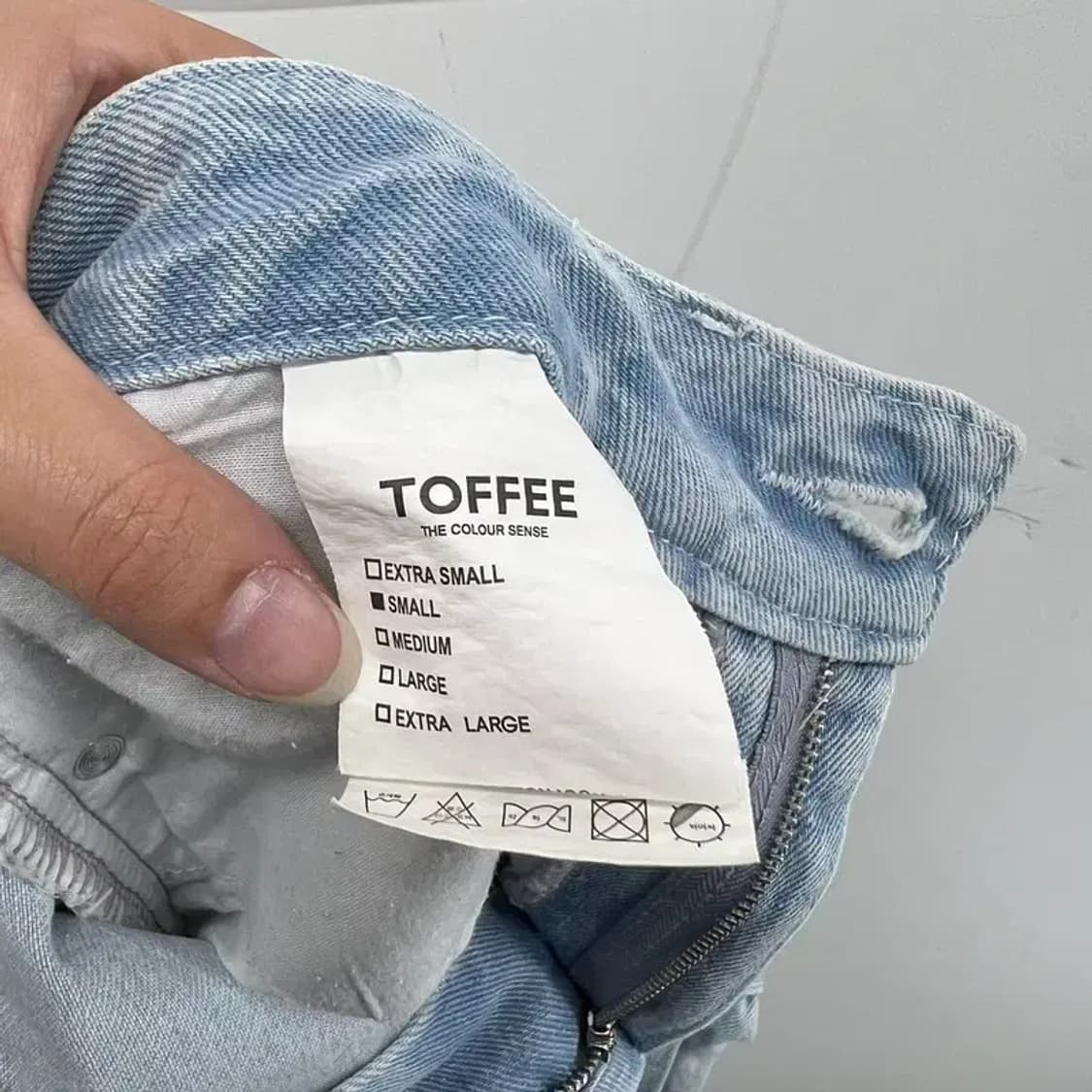 스몰 토피 남여공용 와이드 연청 데님팬츠 청바지 새상품급 상품이미지9