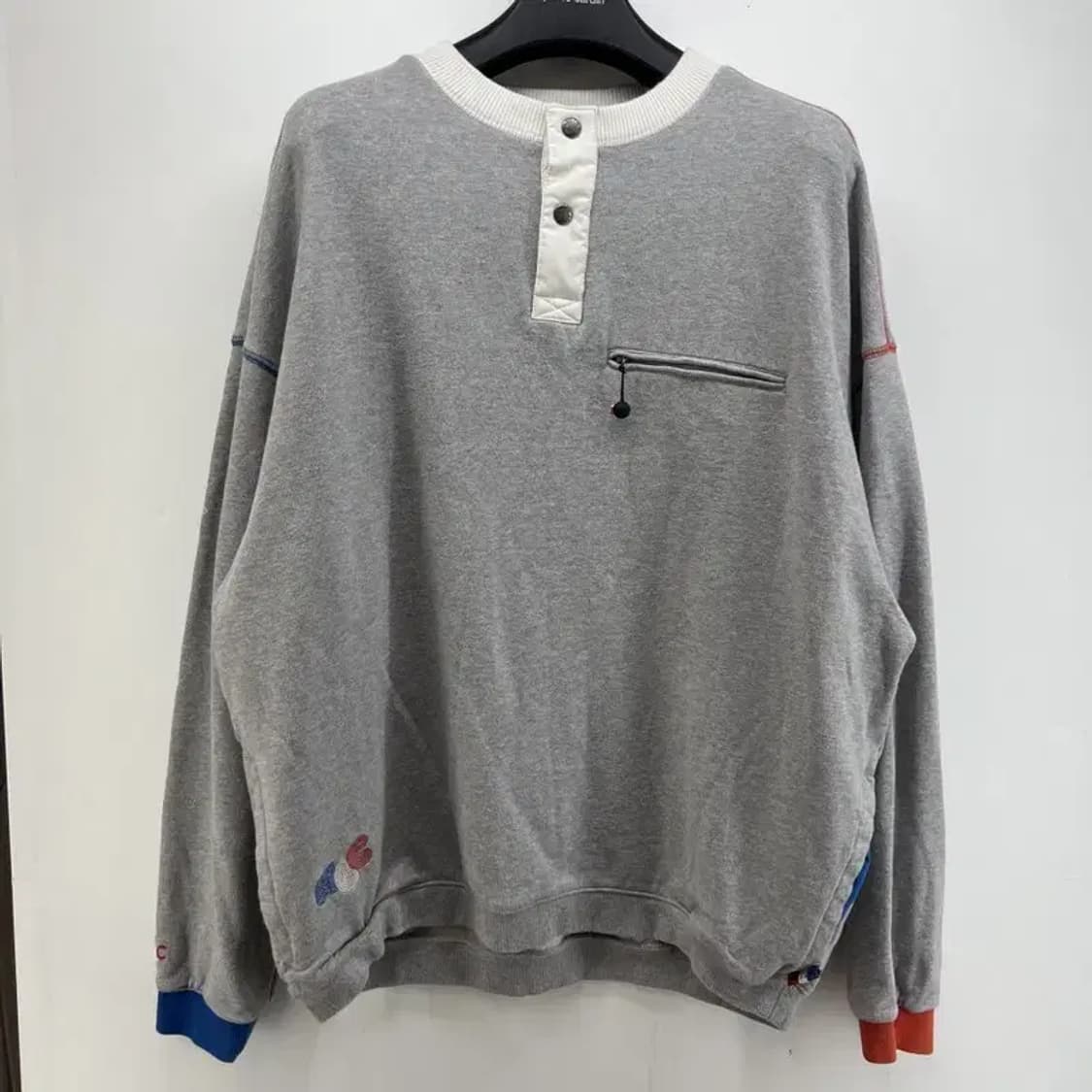 105 밀레클래식 헨리넥 오버핏 맨투맨티셔츠 그레이 상품이미지1