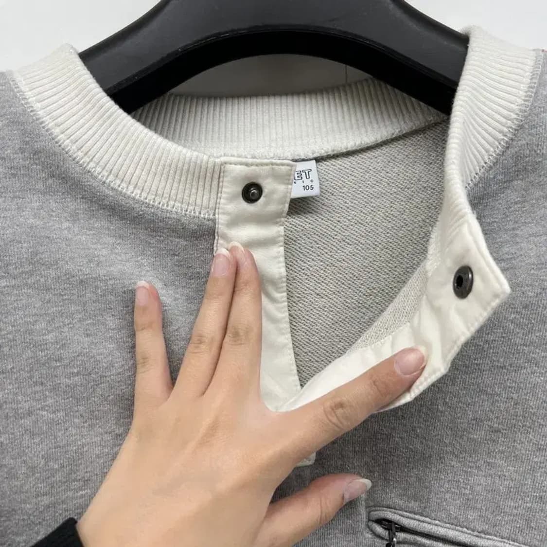 105 밀레클래식 헨리넥 오버핏 맨투맨티셔츠 그레이 상품이미지9