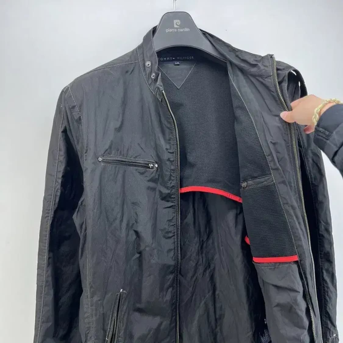 라지 타미힐피거 헨리넥 포켓 간절기 봄룩 블랙 점퍼 기능성 자켓 바람막이 상품이미지6