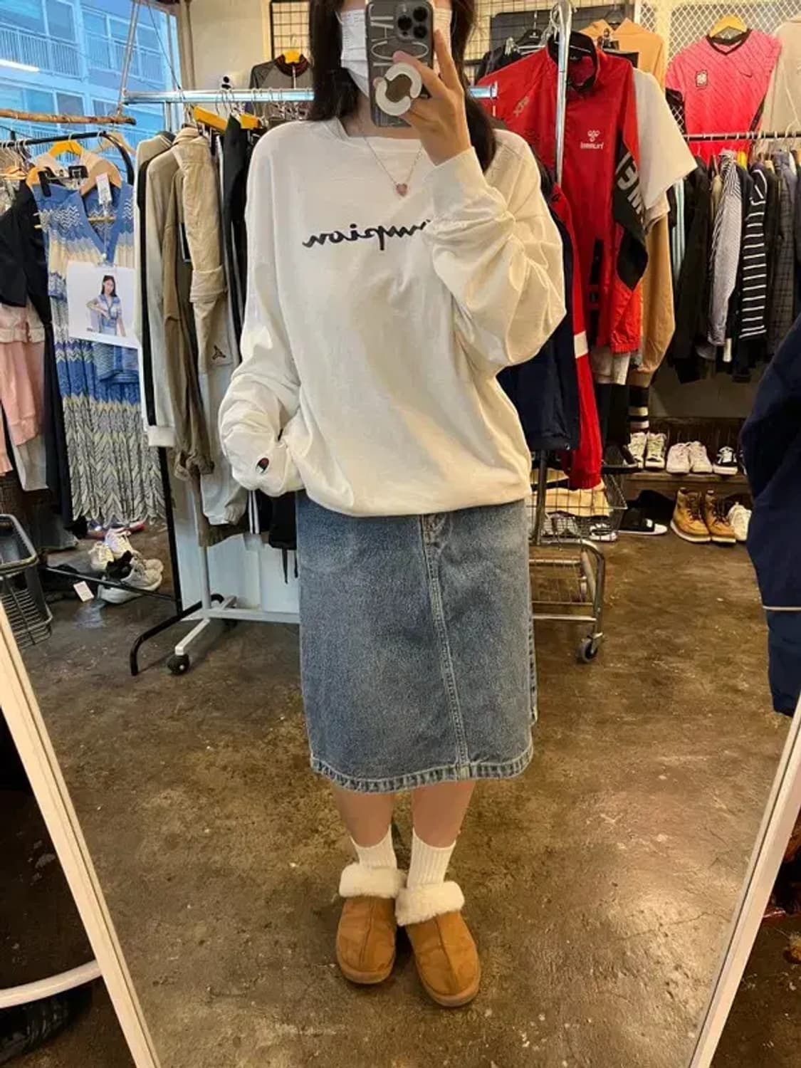 66 Lee 새상품 우먼 올드스쿨 데님 미디스커트 인디고 라이트 상품이미지1