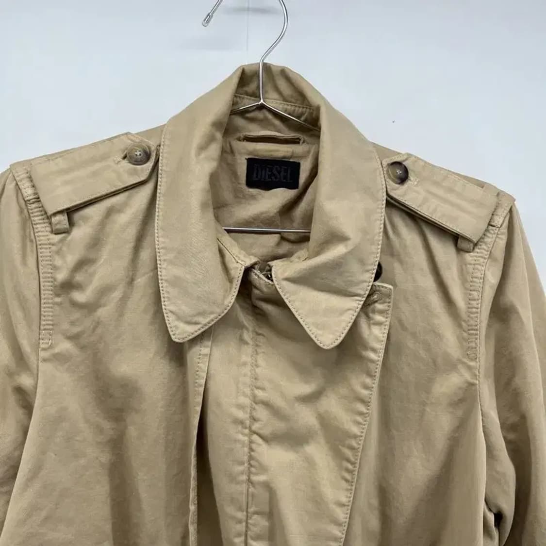 90 디젤 여자 y2k 트렌치 코트 자켓 베이지 빈티지 여자롱점퍼 상품이미지3